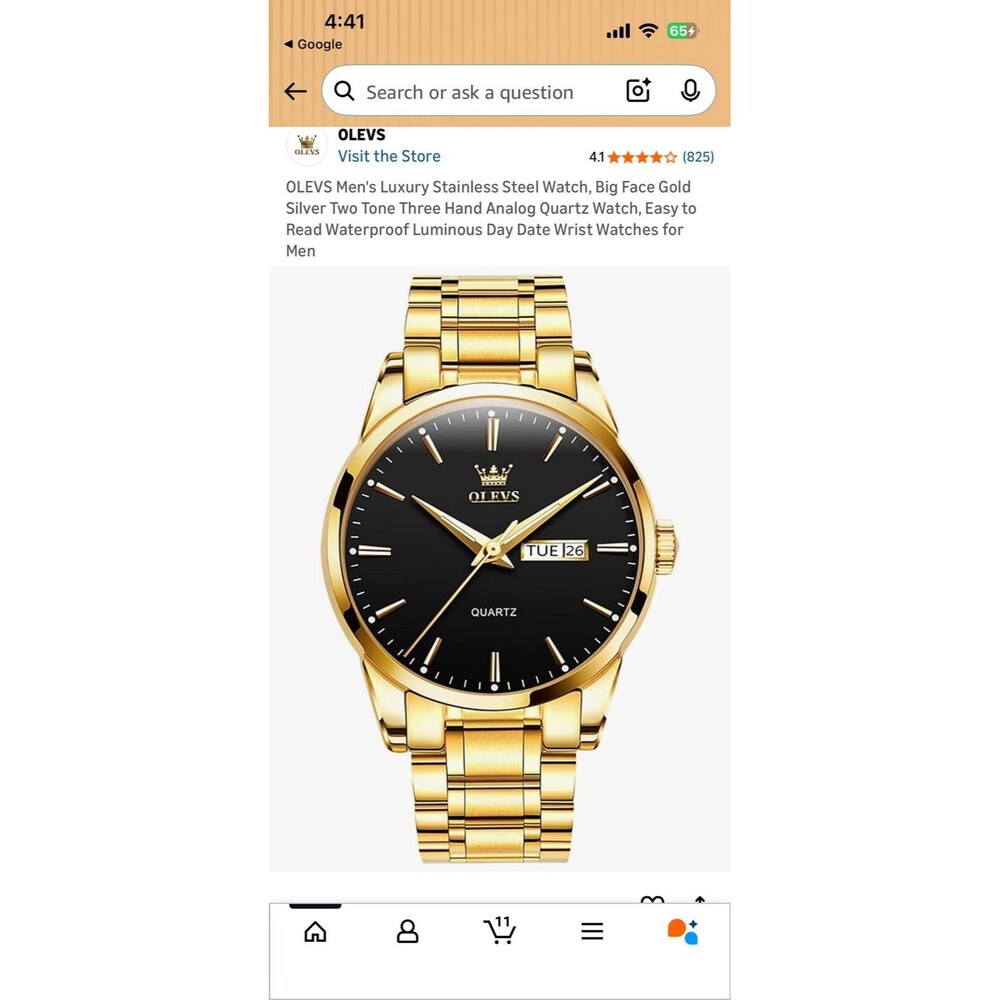NWT OLEVS Business Dress Watch Gold Tone Stainless Steel Inspectors 15 New